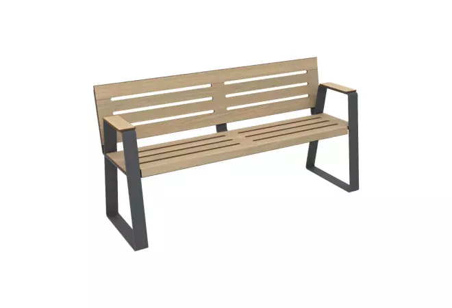 Banc espace public senior HPL coloris chêne clair