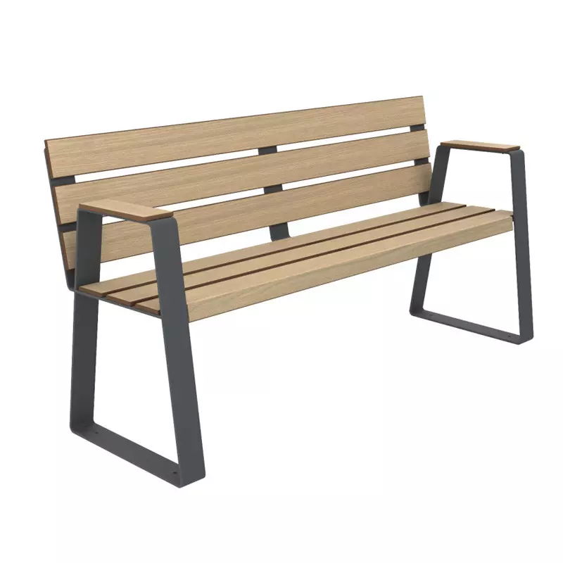 Banc espace public senior chêne clair