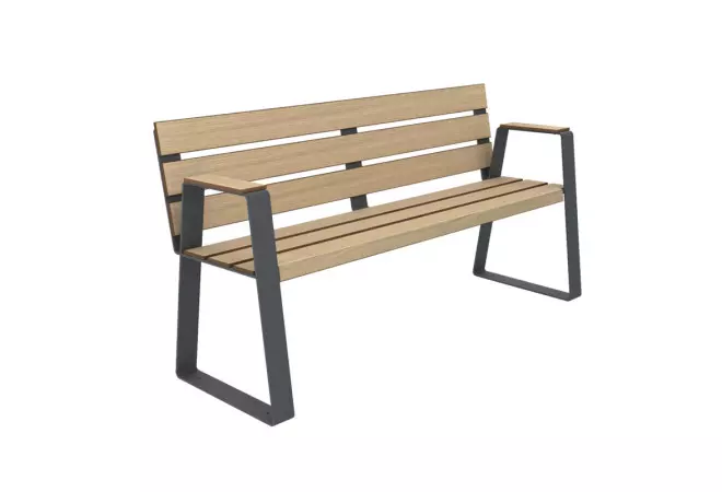 Banc espace public senior chêne clair
