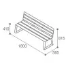 dimensions du Banc urbain acier et HPL effet bois