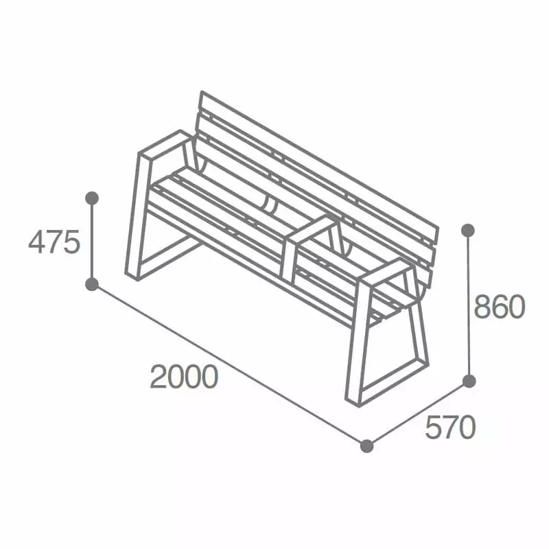 dimensions du banc compact HPL senior