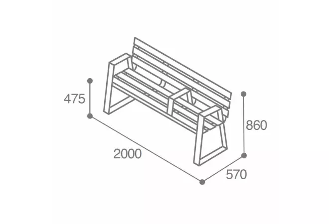 dimensions du banc compact HPL senior