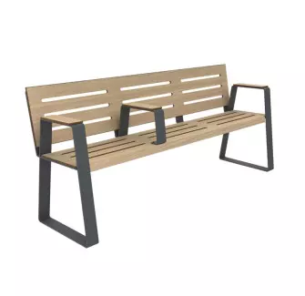 Banc compact HPL motif ajouré et acier pour senior