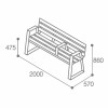 dimensions du banc compact HPL effet lames pour senior