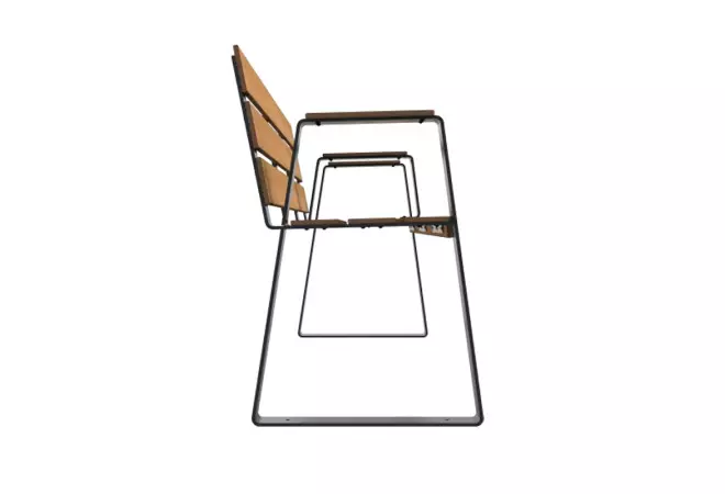 Banc compact HPL et acier Senior vue de profil