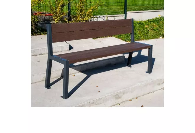 Banc de ville en plastique recyclé et acier