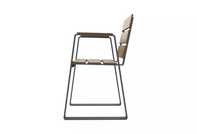 Fauteuil urbain compact HPL Senior et structure acier vue de profil