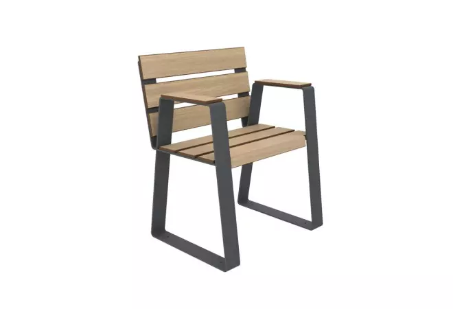 Fauteuil urbain senior avec lames compact HPL et piètement acier