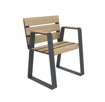 Fauteuil urbain senior avec lames compact HPL et piètement acier