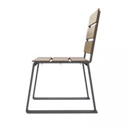 Chaise extérieur collectivité en HPL et acier vue de profil
