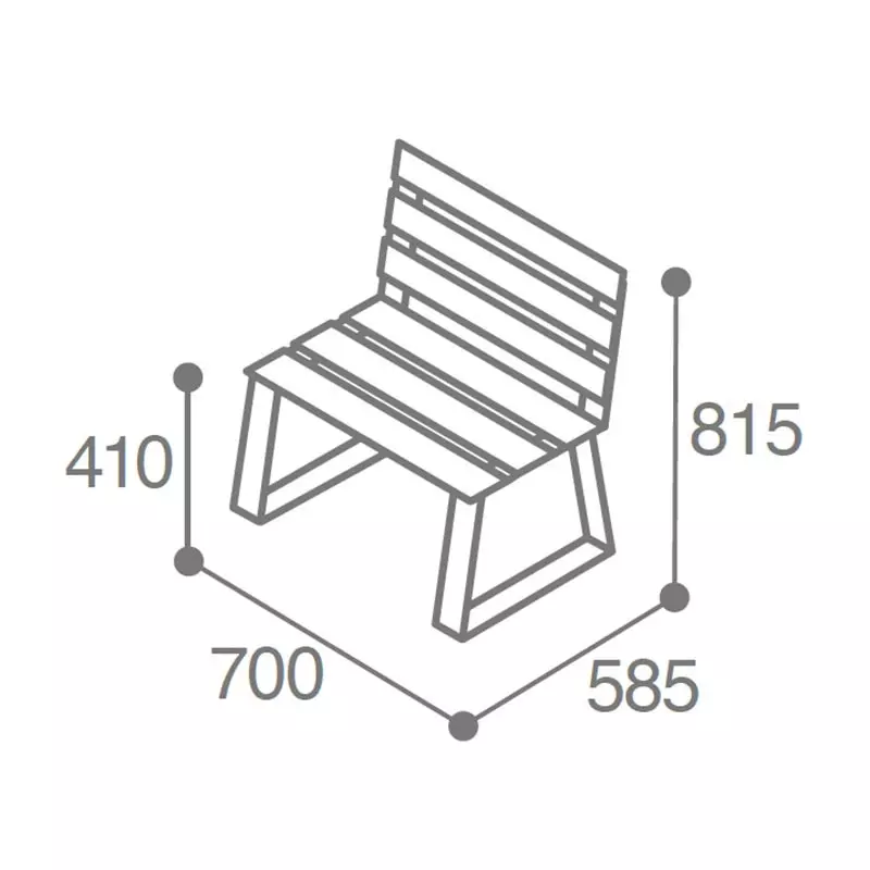 dimensions de la chaise espace public HPL