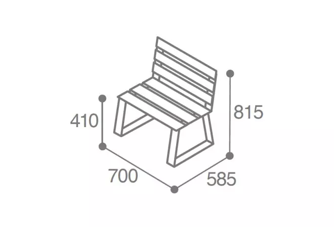 dimensions de la chaise espace public HPL
