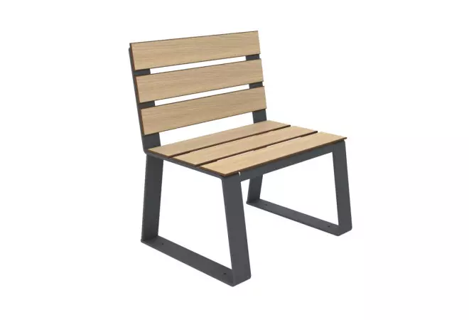 Chaise espace public HPL coloris chêne clair et piètement en acier
