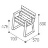 dimensions du fauteuil extérieur compact HPL Senior
