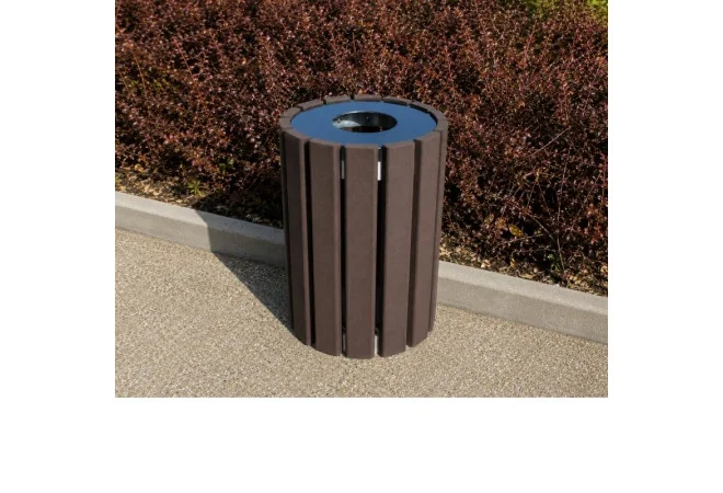 Poubelle de ville ronde en plastique recyclé