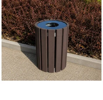 Poubelle de ville ronde en plastique recyclé