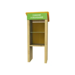 Cabane à livres en bois et PEHD avec vitrine