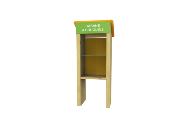 Cabane à livres en bois et PEHD avec vitrine