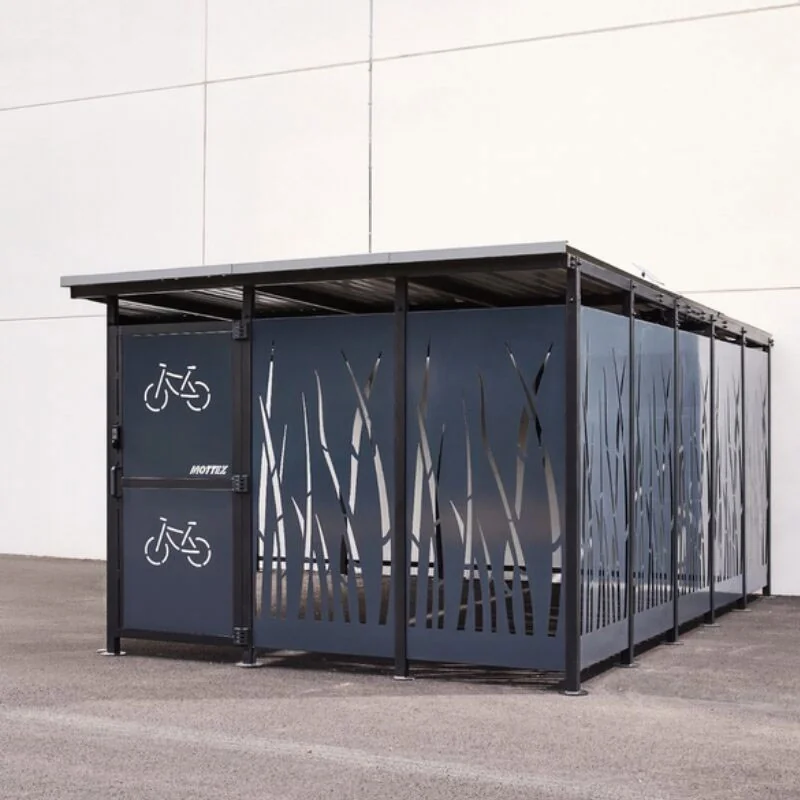abri vélo en acier ajouré motif Roseau
