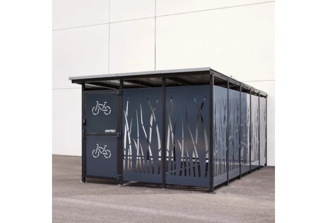abri vélo en acier ajouré motif Roseau