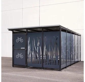 abri vélo en acier ajouré motif Roseau