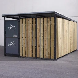 Abri 2 roues sécurisé tôle et bardage bois