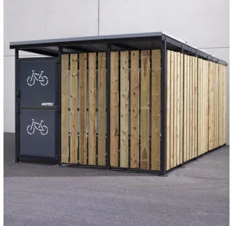 Abri 2 roues sécurisé tôle et bardage bois