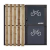 box vélo vue de la porte en acier et du bardage en bois