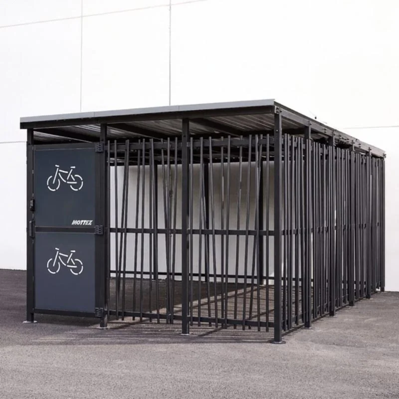 Abri 2 roues sécurisé en acier effet Bambou