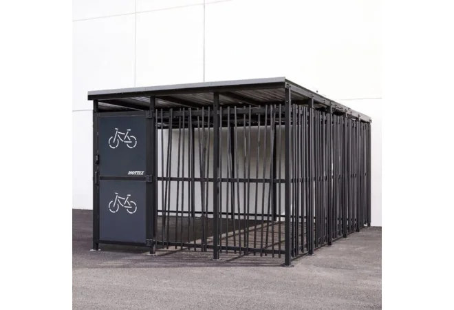 Abri 2 roues sécurisé en acier effet Bambou