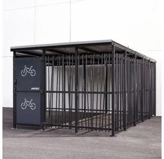 Abri 2 roues sécurisé en acier effet Bambou