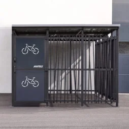 Abri 2 roues sécurisé en acier effet Bambou vue de face
