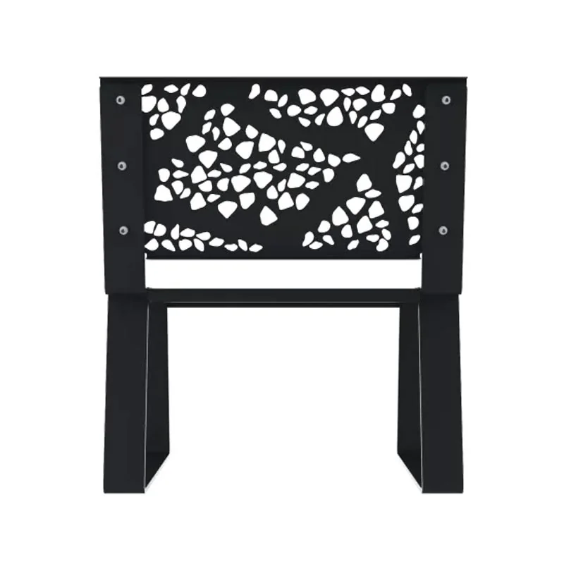 banc urbain une place en acier vue de dos