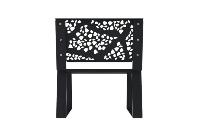 banc urbain une place en acier vue de dos