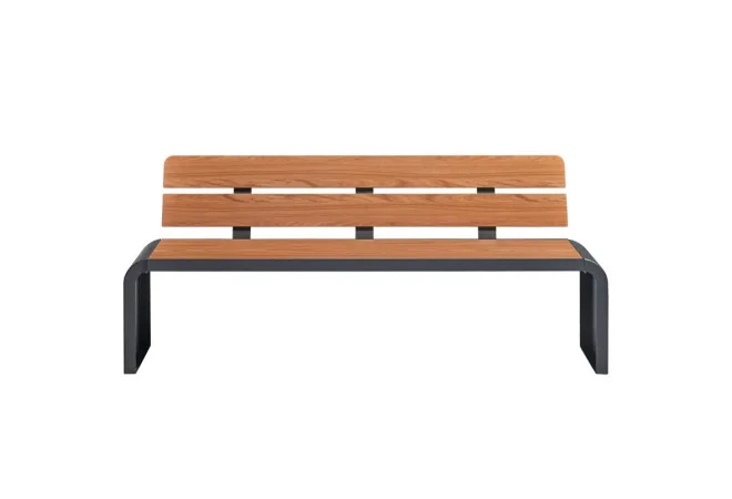 Banc public avec dossier en HPL teck
