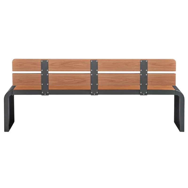 banc urbain design en HPL teck vue arrière