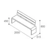 Dimensions du banc urbain design HPL et acier 2000 mm