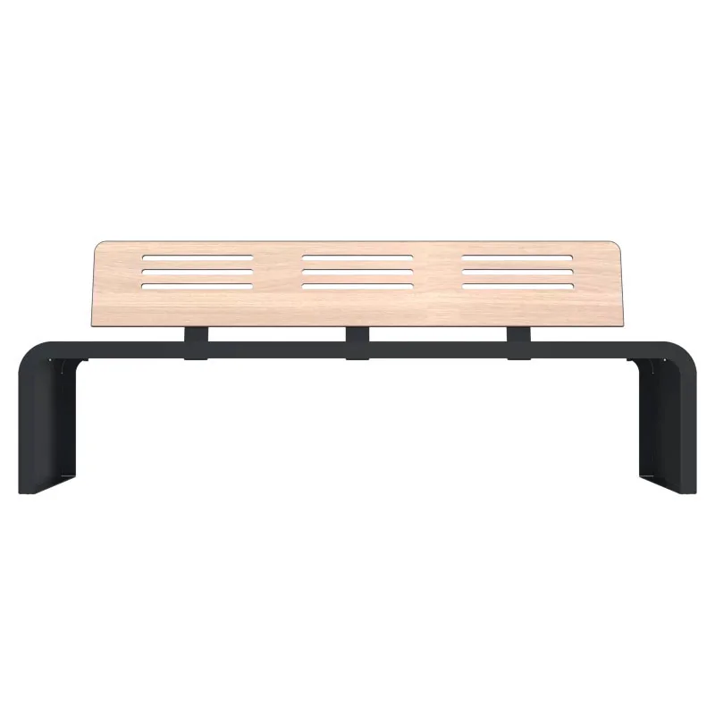 Banc public HPL ajouré vue de face coloris chêne clair
