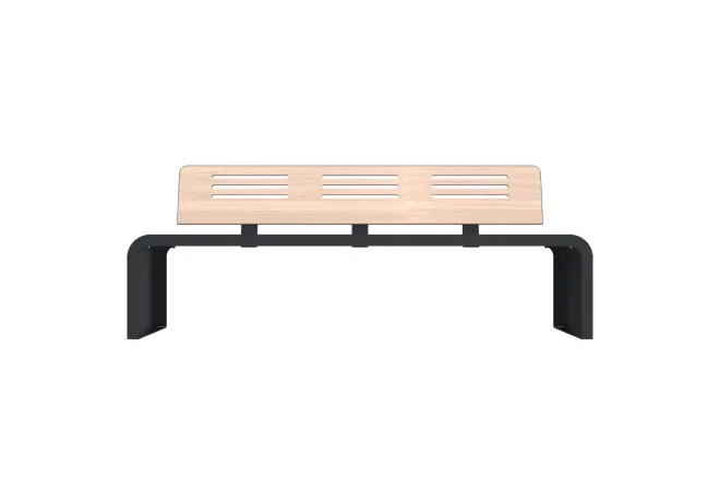 Banc public HPL ajouré vue de face coloris chêne clair