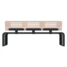 Banc de ville HPL ajouré vue arrière coloris chêne clair