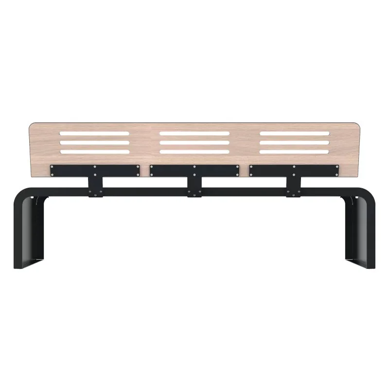 Banc de ville HPL ajouré vue arrière coloris chêne clair