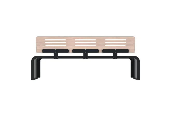 Banc de ville HPL ajouré vue arrière coloris chêne clair