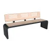 Banc urbain design HPL ajouré et acier coloris chêne clair