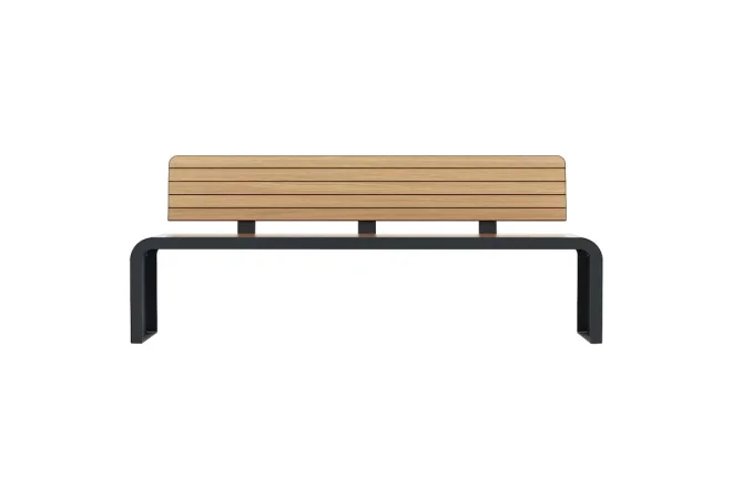 Banc urbain design HPL effet lames vue de face