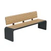 Banc compact HPL effet lames et acier coloris chêne clair