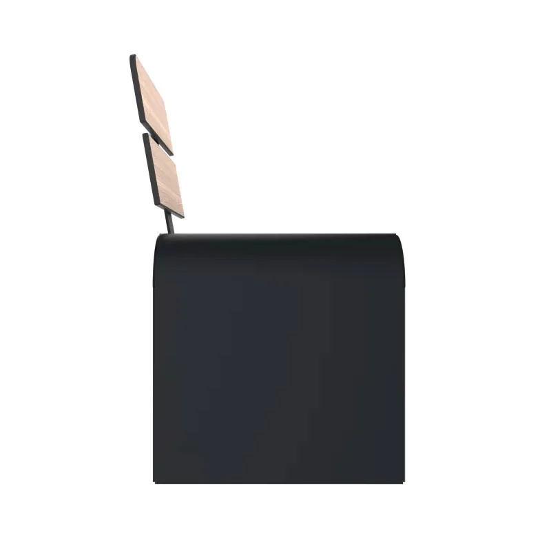 Fauteuil urbain design lames HPL coloris chêne clair vue latérale