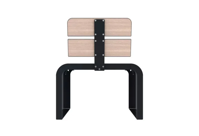 Fauteuil extérieur collectivités lames HPL coloris chêne clair vue de dos