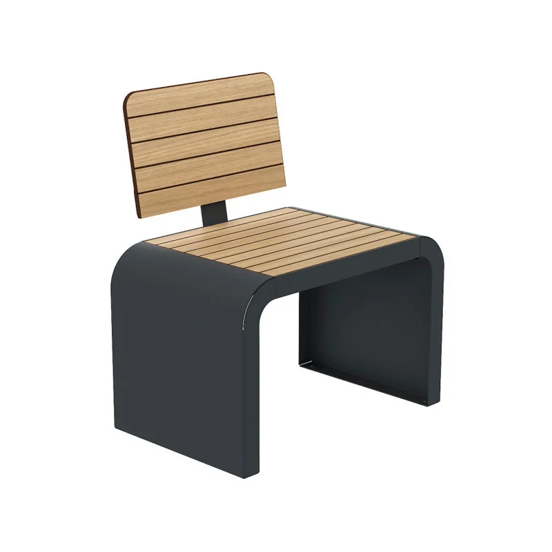 Fauteuil urbain design HPL effet lames chêne clair et acier