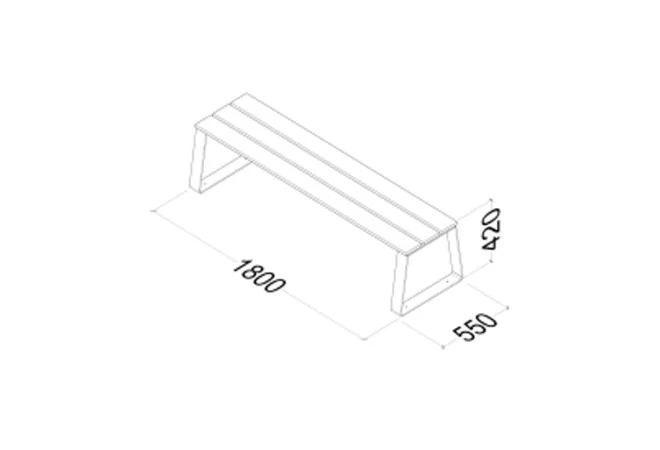 dimensions de la banquette urbaine en bois et métal