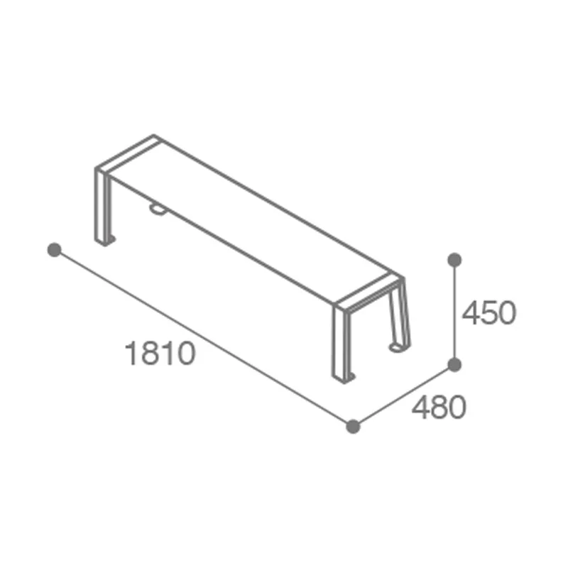 dimensions de la banquette urbaine métal et HPL